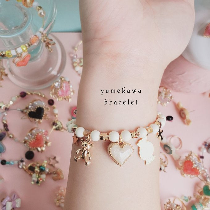 [merurin] Japanese Handmade Resin Heart Bracelet, White