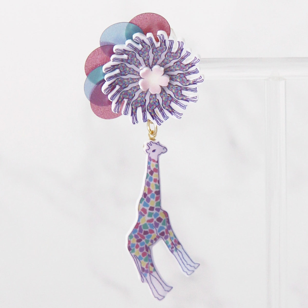 [kooco kirari] Japanese Handmade Giraffe Deluxe Earrings, Purple