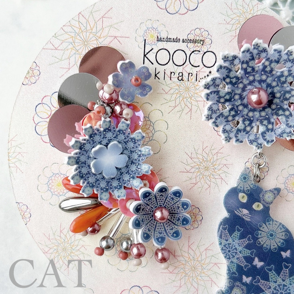 [kooco kirari] 日本手作貓貓耳環，銀色