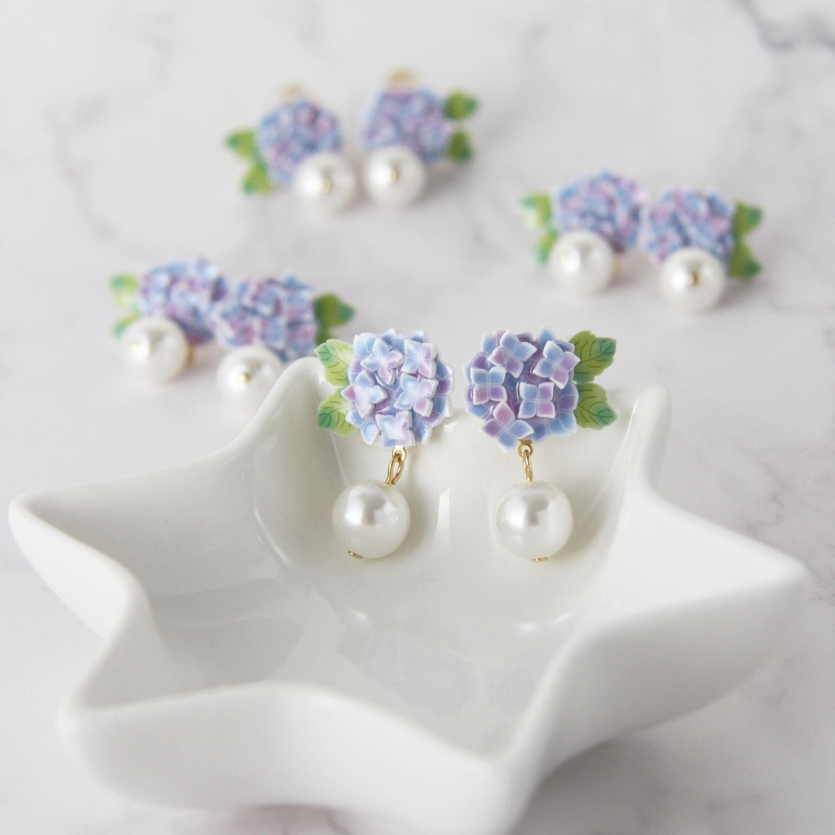 [kooco kirari] Japanese Handmade Ajisai Earrings, Purple