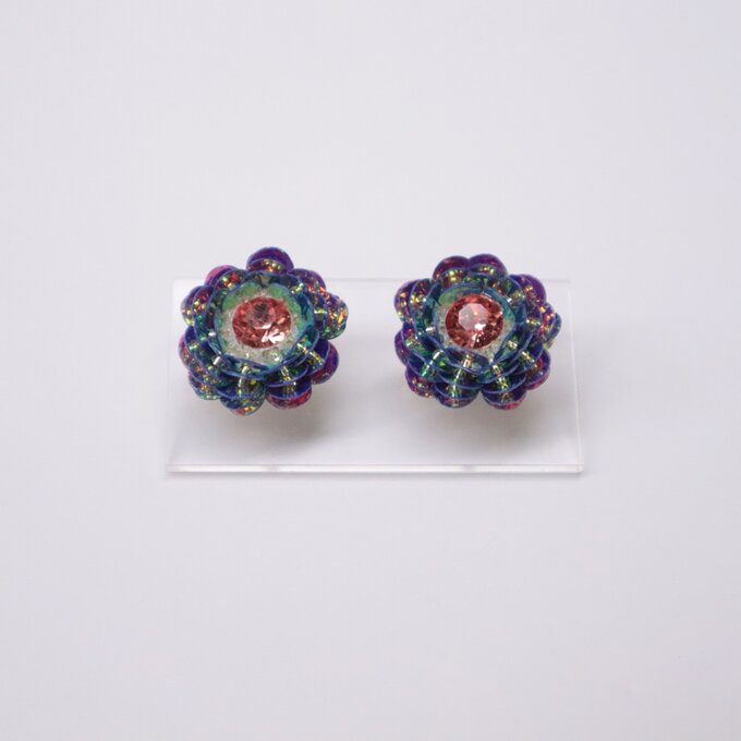 [Color_idea.Ls] Japanese Handmade Flower Beads Earrings, Aurora