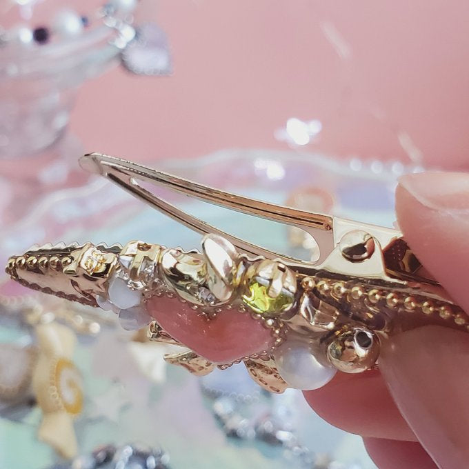 [merurin] Japanese Handmade Resin Heart Shape Hair Clip, Pink