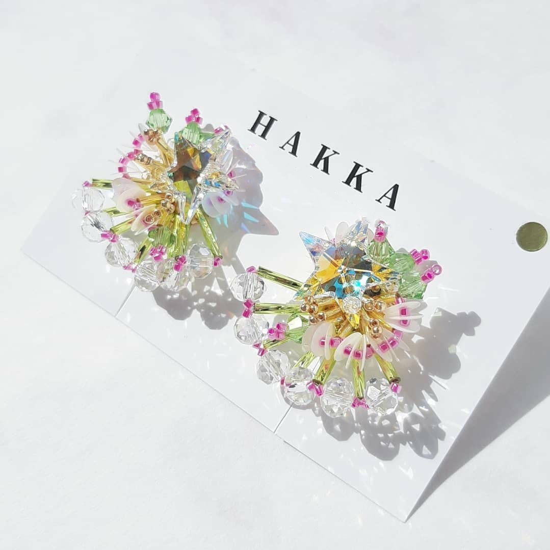 [HAKKA] Japanese Handmade Shun Beads Earrings, Green