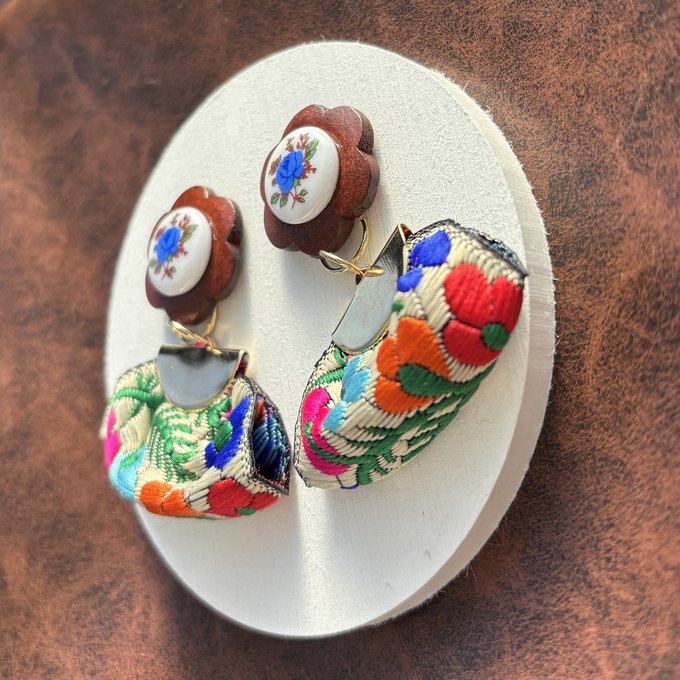 [mameko] Japanese Handmade Retro Earrings, Choco
