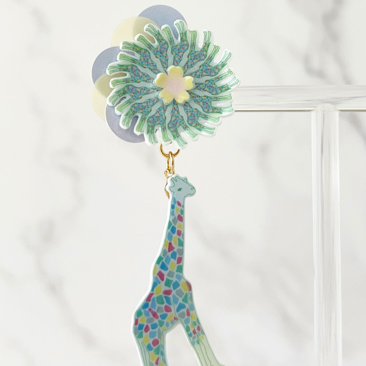 [kooco kirari] Japanese Handmade Giraffe Deluxe Earrings, Blue