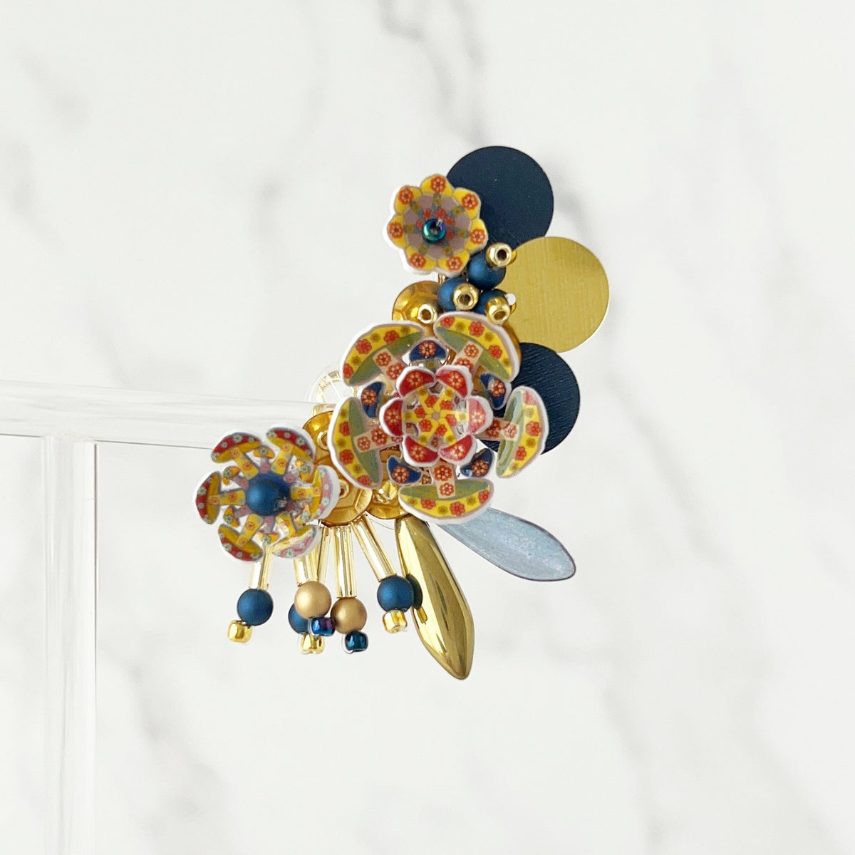 [kooco kirari] Japanese Handmade Mushroom Earrings, Blue