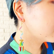 [kooco kirari] Japanese Handmade Firework Earrings, Red