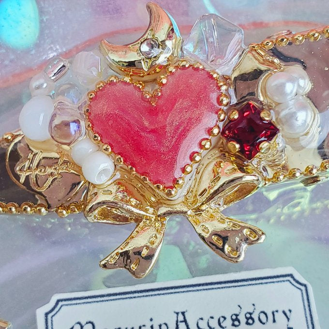 [merurin] Japanese Handmade Resin Heart Shape Hair Clip, Red