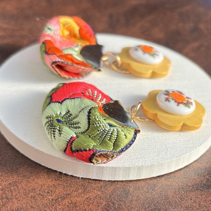 [mameko] Japanese Handmade Elegant Earrings, Yellow