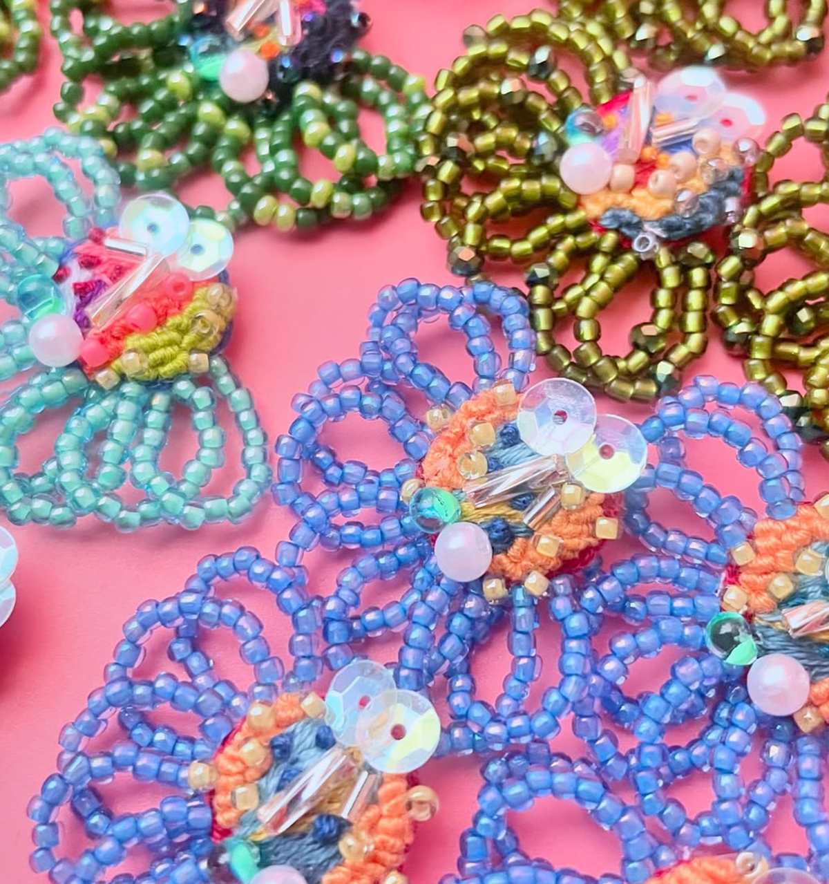 [kemi no iro] Japanese Handmade Beads Frill Earrings, Clear