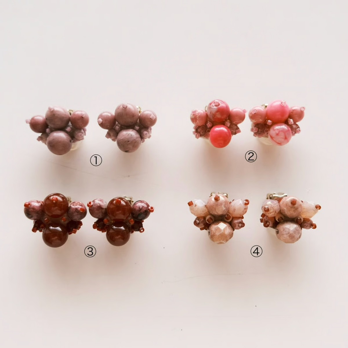 [tukurou] Japanese Handmade Beads Embroidery Tsubu Tsubu Earrings, Violet (Clip Only)