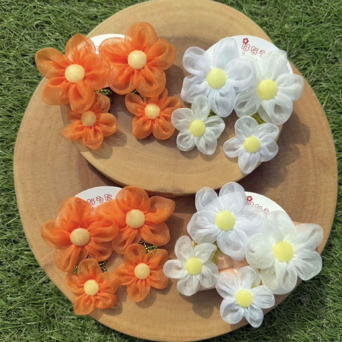[hanauta] Japanese Handmade Yell Flower Earrings, Orange