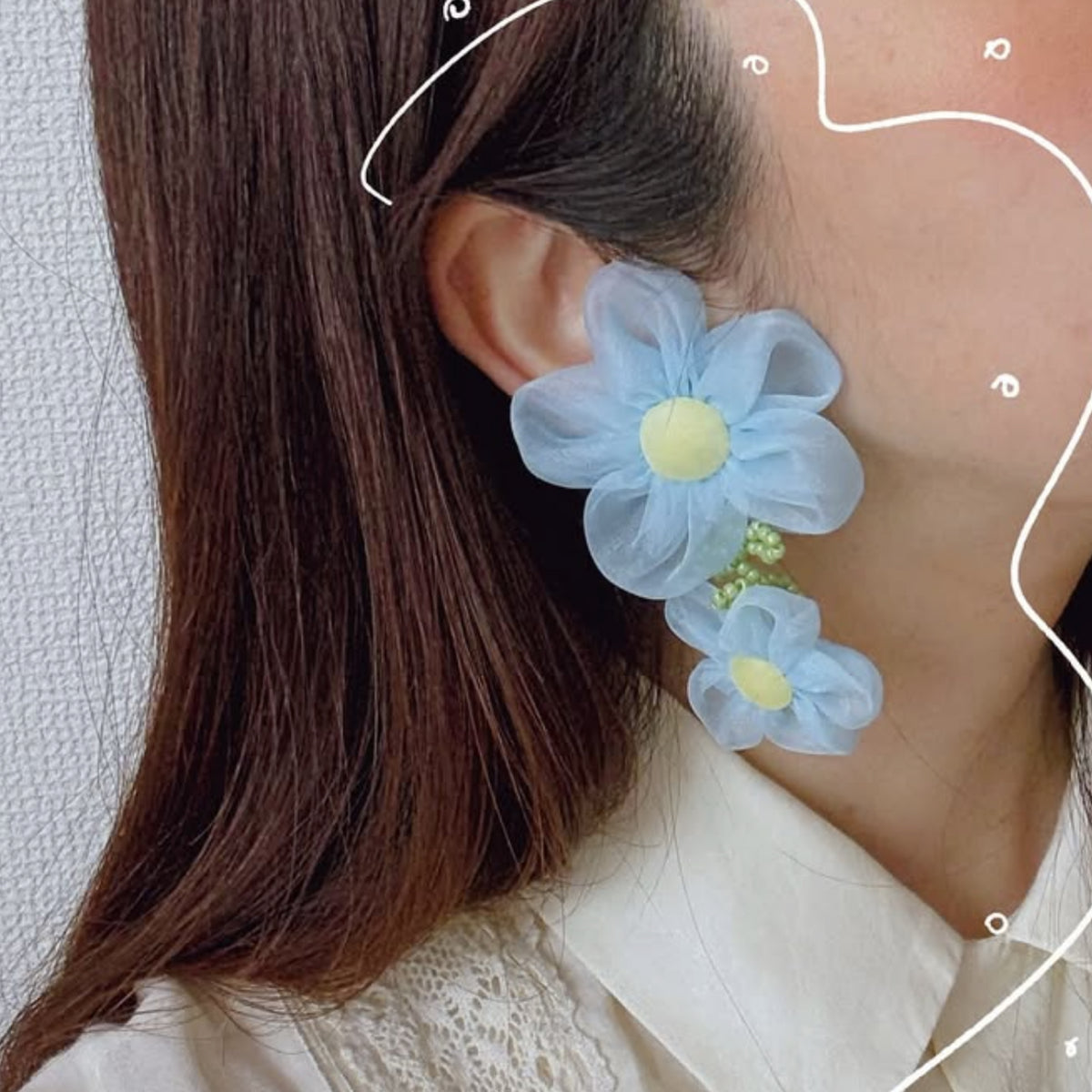 [hanauta] Japanese Handmade Yell Flower Earrings, Orange