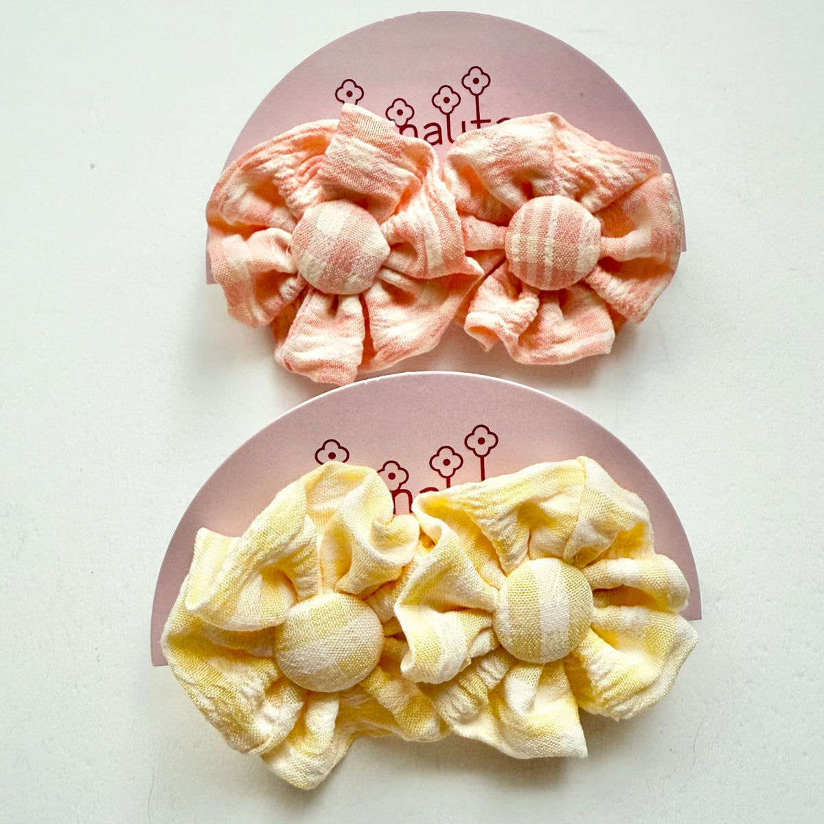 [hanauta] Japanese Handmade Checked Flower Earrings, Yellow