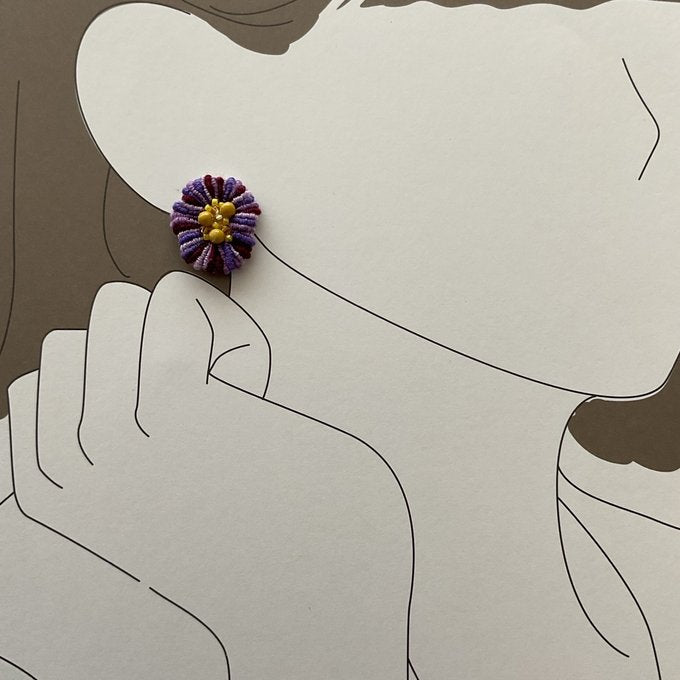 [akairo] Japanese Handmade Embroidery Earrings, Purple