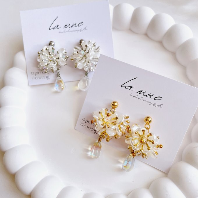 [la mue] Japanese Handmade Beads & Pearls Earrings, Gold