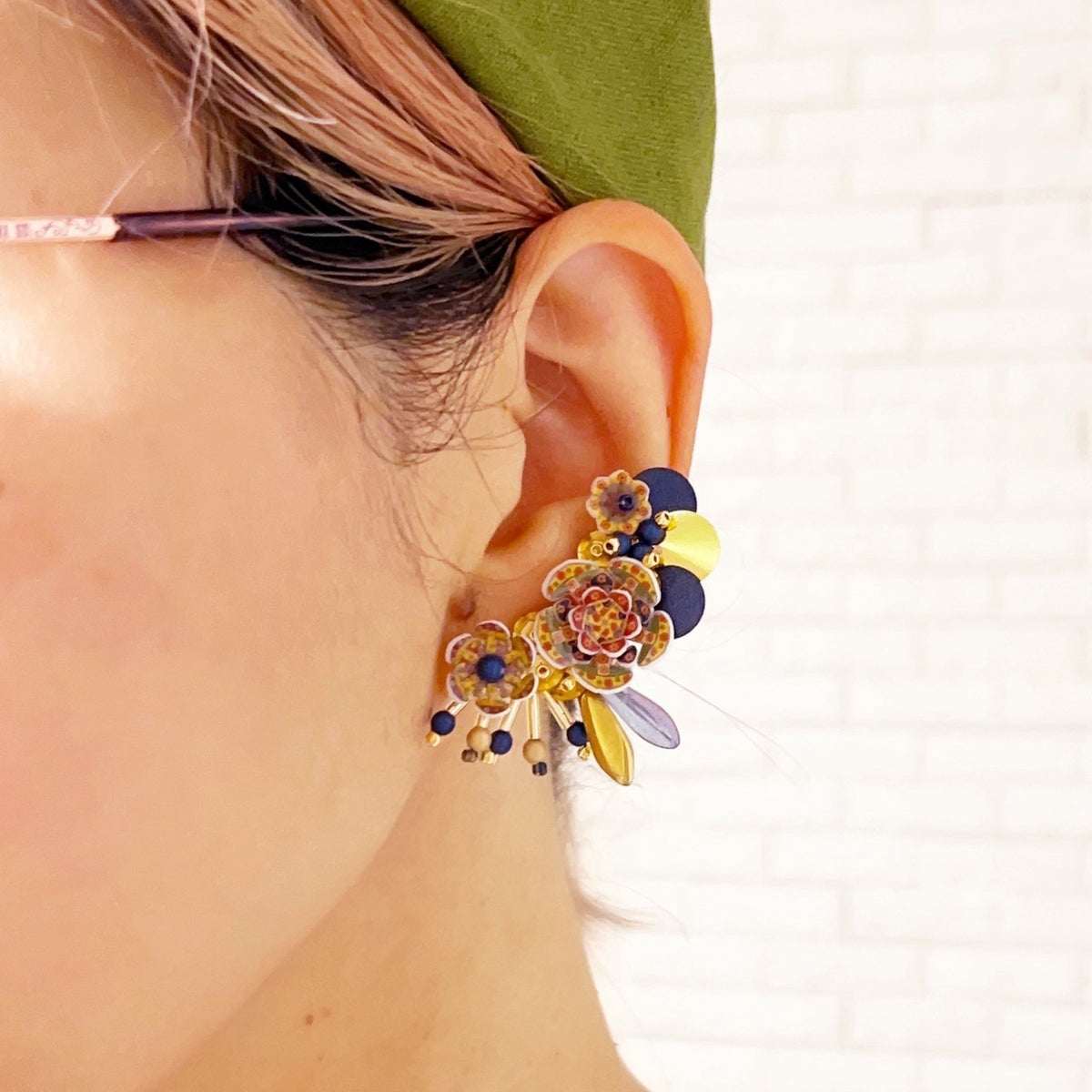 [kooco kirari] Japanese Handmade Mushroom Earrings, Blue