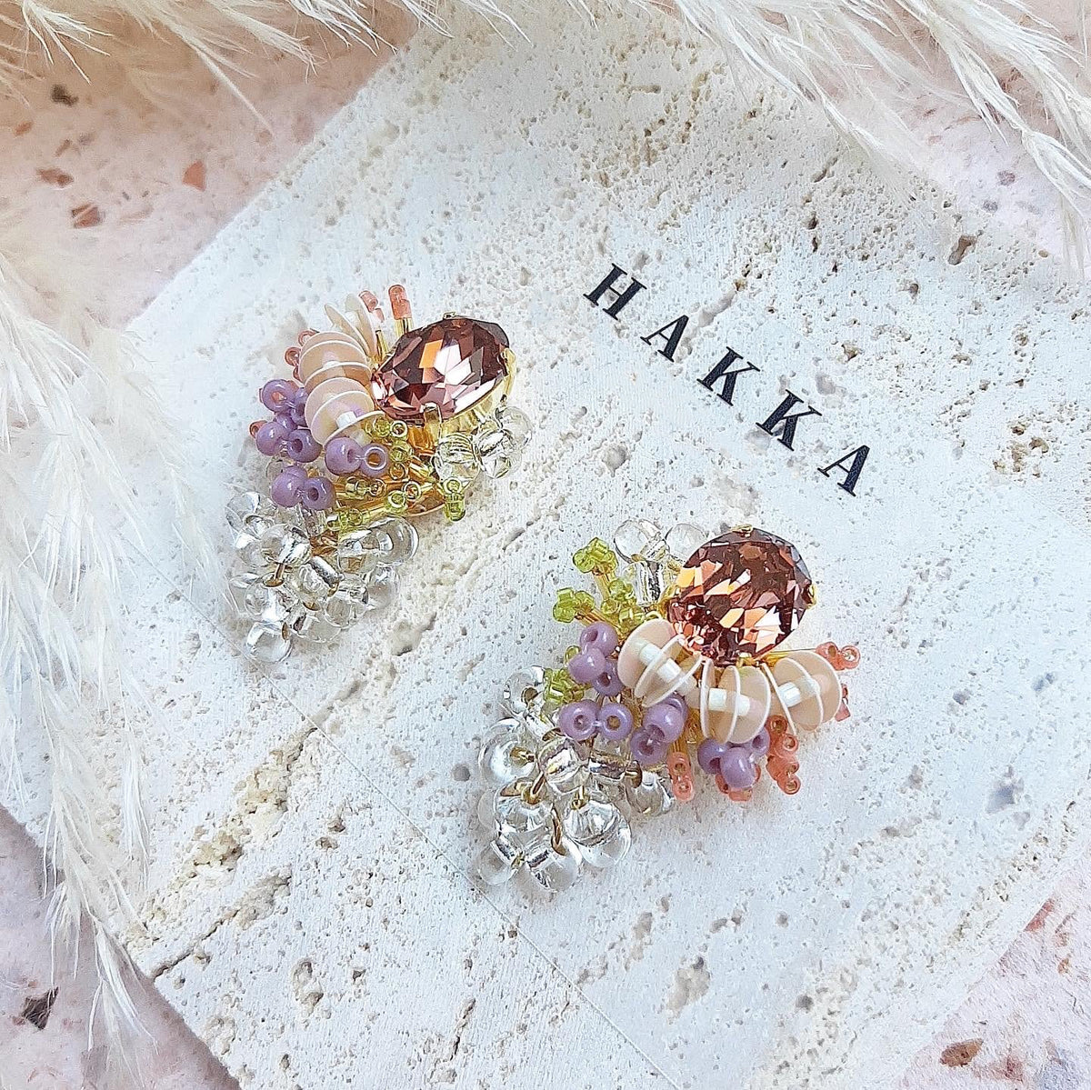 [HAKKA] Japanese Handmade Alice Beads Earrings, Pink