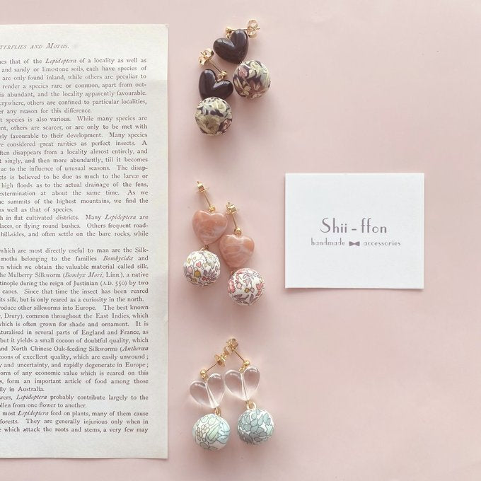 [shii-ffon] Japanese Handmade Heart Earrings, Clear